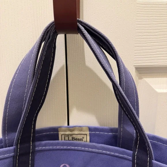 Vintage LL Bean Boat And Tote Purple Canvas SAM Embroidered School Travel 17x12 - Picture 7 of 13